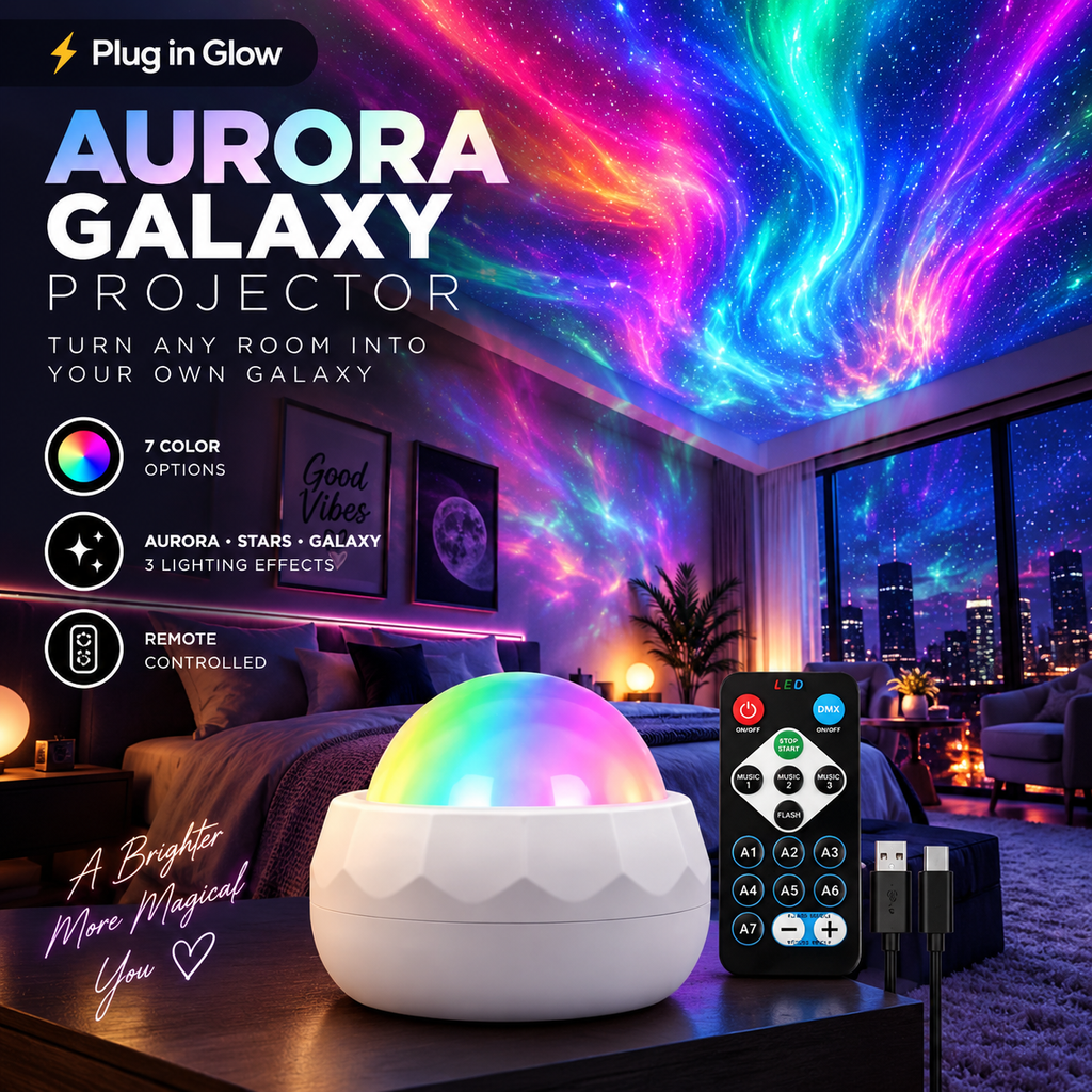 Aurora Galaxy Projector Light with Remote | Plug In Glow
