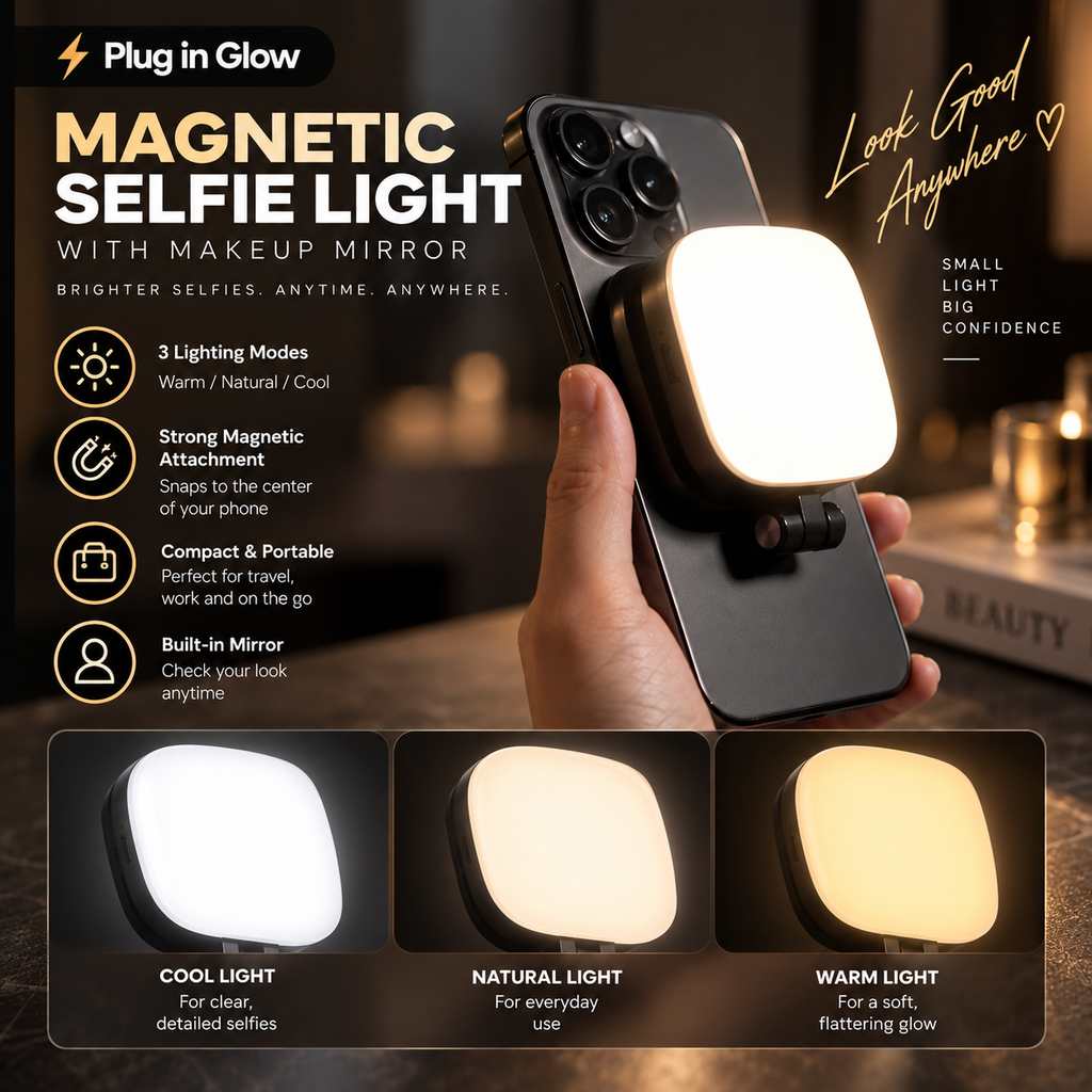 Magnetic Selfie Light with Makeup Mirror